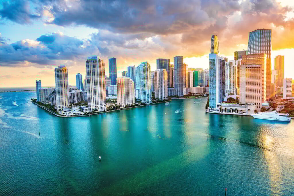 Miami Skyline At Sunset